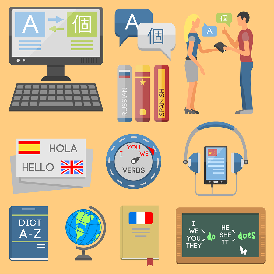 language learning method icons