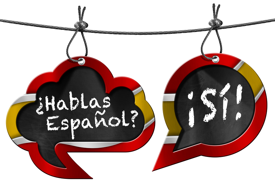 Hablas espanol speech bubbles