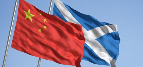 China and Scotland flags