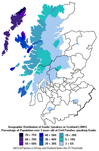 map of Gaelic speakers in Scotland