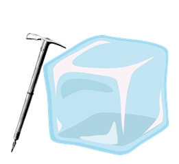 image of pick axe breaking ice