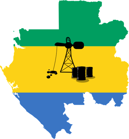 Map of Gabon with oil drill
