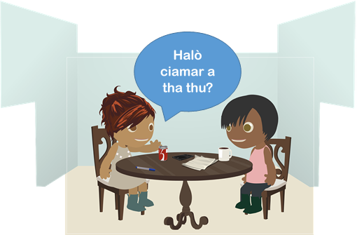 image of people holding a conversation in Gaelic