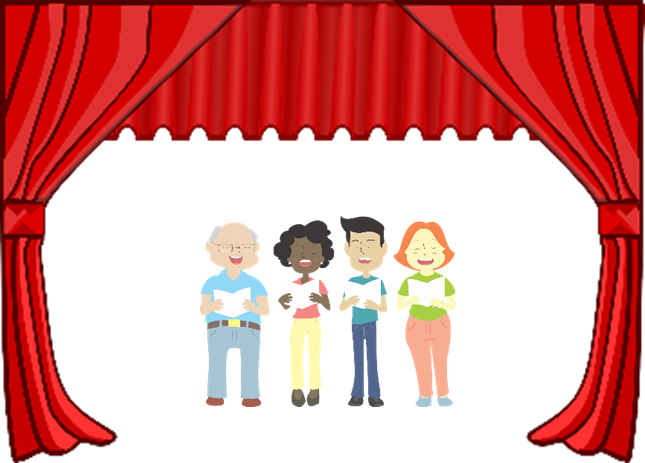 image of people rehearsing in a theatre