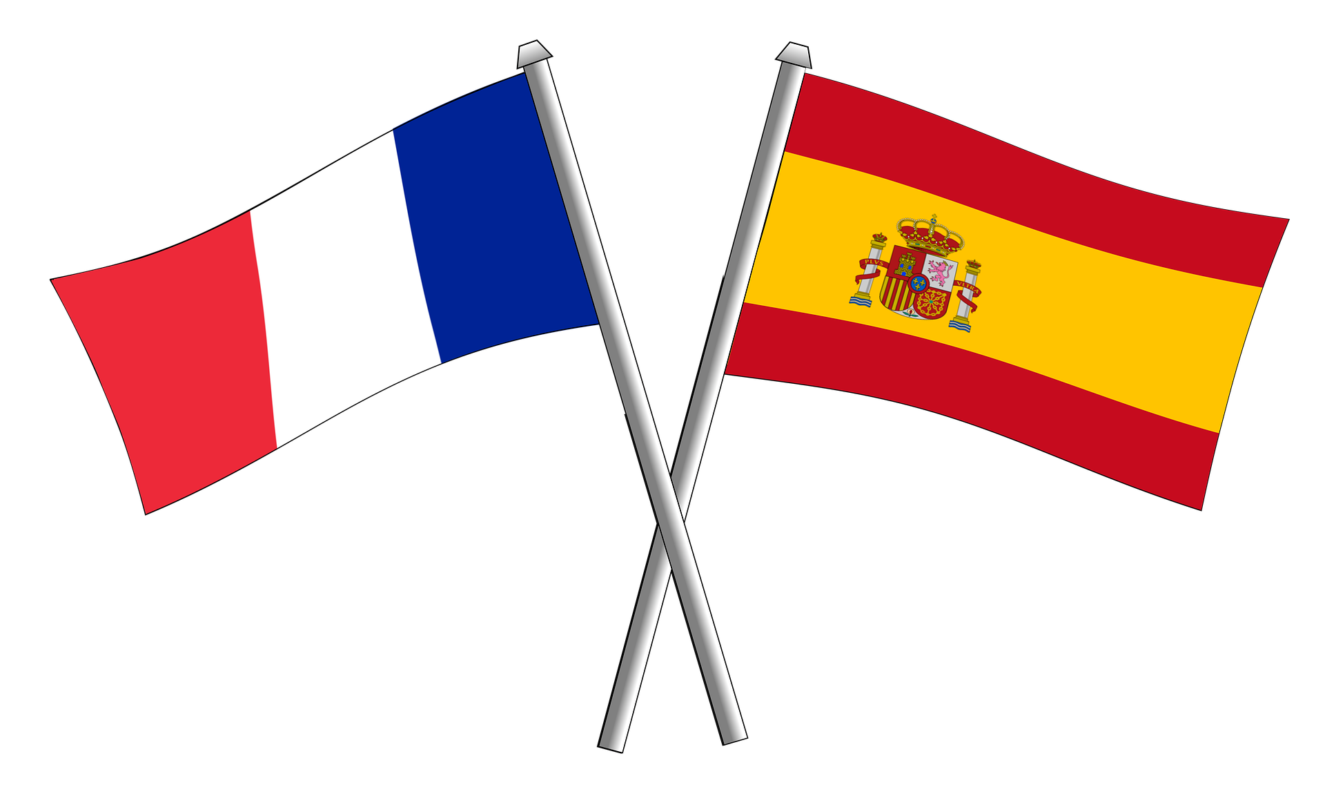 Spanish and French flags