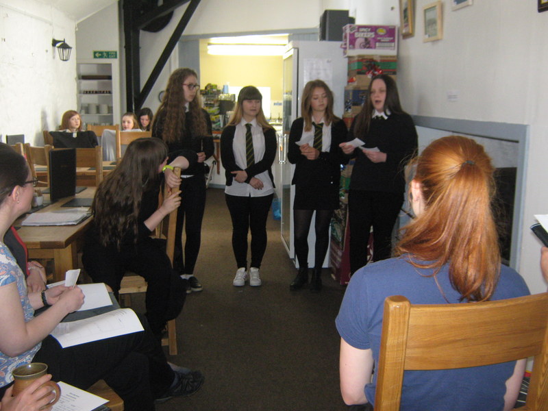 Pupils presenting cue cards